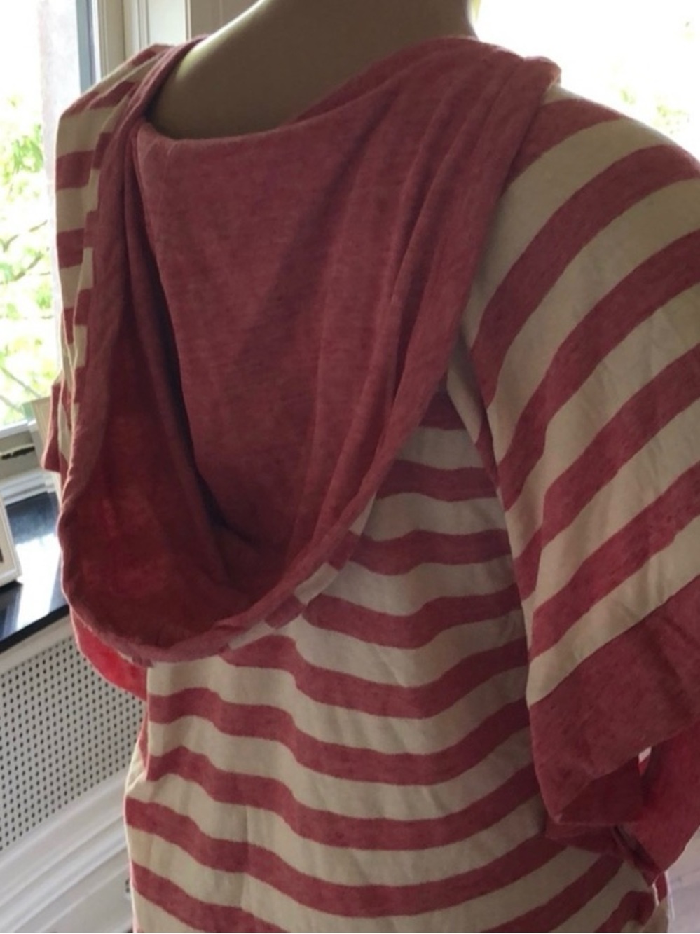 Splendid Pink & White Striped Hooded Women's Top - Picture 4 of 16